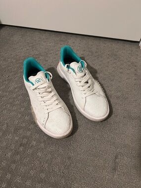 G/FORE White Sneakers with Teal Lining